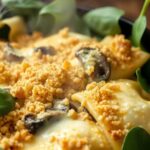 Cheesy Mushroom Ravioli Casserole with Spinach Recipe