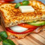 Avocado, Mozzarella, and Tomato Grilled Cheese