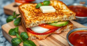 Avocado, Mozzarella, and Tomato Grilled Cheese