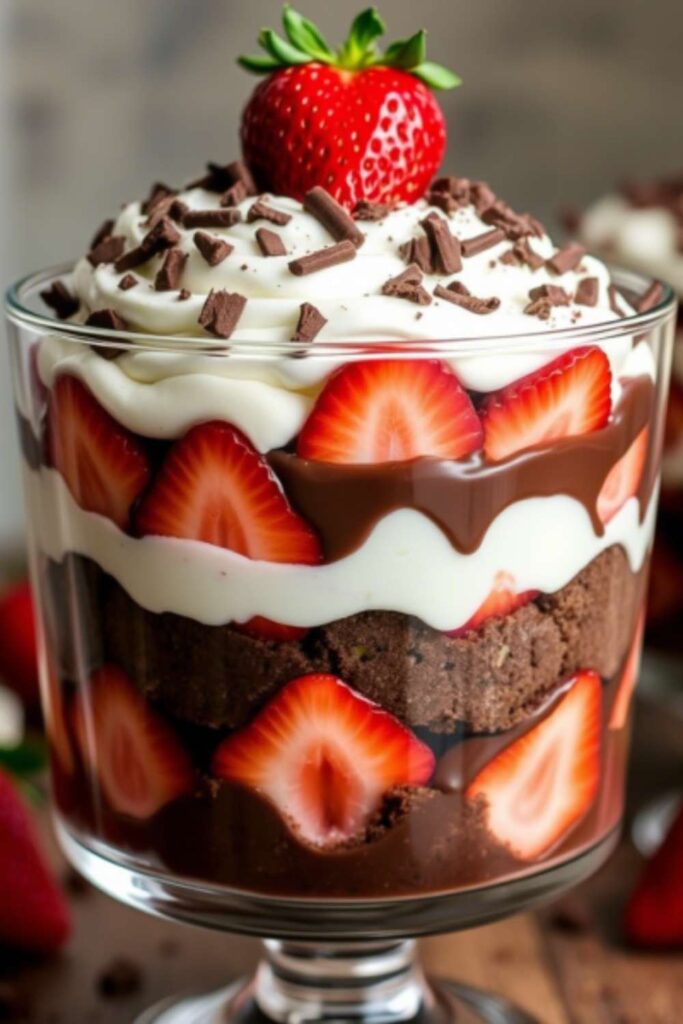 Strawberry Chocolate Brownie Trifle
